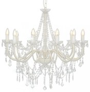 fehér csillár gyöngyökkel és 12 db E14 izzófoglalattal