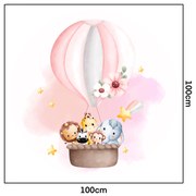 PIPPER. Kör alakú falmatrica "Hőlégballon állatokkal" Méret: 100cm