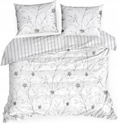 Szatén ágyneműhuzat 220x200 Spring 33 fehér fekete virágok NEW24
