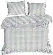 Szatén ágyneműhuzat 220x200 Vera szürke világos damaszt csíkos