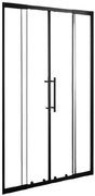 Stuxi Sydney Black 150 cm széles két tolóajtós zuhanyajtó 6 mm vastag vízlepergető biztonsági üveggel, fekete elemekkel, 200 cm magas