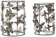mintás fém és üveg kisasztal készlet – 2 db – Pillangó