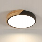 Led Mennyezeti Lámpa Plafon Fa Kerek Fekete Modern 24W 4500K