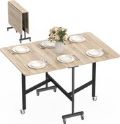 HOMCOM összecsukható étkezőasztal 4–6 főre, kerekekkel, acél lábak — mobil, kis terekhez, 120 x 80 x 73 cm, tölgy | Aosom