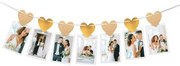 Esküvői Gold Heart fényképtartó girland