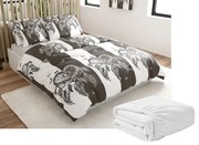 2 db Mikroplüss ágyneműhuzat szett TIRSO szürke-fehér + mikroplüss lepedő SOFT 180x200 cm fehér, kétszemélyes