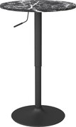 HOMCOM Bárasztal - Kerek Étkezőasztal 2 Személynek, Konyhai Asztal Márványhatású, Fekete, Ø60 x 68-93.5cm | Aosom