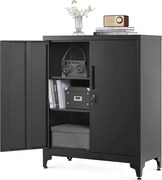 Komód 80x40x90 cm, fém, fekete, AUS-E1113 BK