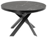Fekete kerek bővíthető étkezőasztal kerámia asztallappal ø 160 cm Vashti – Kave Home