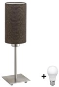 Eglo - LED Asztali lámpa TUNJA 1xE27/60W/230V 26,5 cm matt króm/barna