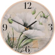Falióra – 40 cm átmérő, MDF és fa keret, virágzó pipacs