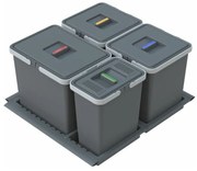 Műanyag szemetes szelektív hulladékhoz/beépíthető 15 + 10 + 10 + 6 l Metropolis - Elletipi