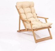 Krémszínű-natúr színű tömörfa kerti napozóágy – Floriane Garden