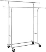 Gurulós ruhaállvány 110kg teherbírással, króm 129-169 cm között állítható