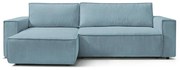 Világoskék kordbársony kinyitható sarokkanapé (variálható) Nihad – Bobochic Paris