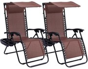 Zéró gravitáció szék napellenzővel és pohártartóval 2 db, több színben-barna