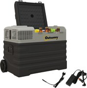 Outsunny 56 Literes Kompresszoros Hűtőláda Elektromos Hűtőláda ECO Móddal, Csatlakoztatható Hűtési Funkcióval, Fagyasztóláda Thermobox Mini Hűtőszekré