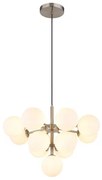 Globo 56143-13N Függeszték fém matt nikkel, fehér színű üveg gömbök, fekete textil kábel, ø: 560mm, M: 1200mm, 13x G9 LED 5W 230V izzók nélkül