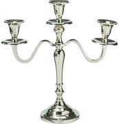 Fém gyertyatartó, 3 karos, 29x10x30 cm, ezüstszínű, dekoráció 1