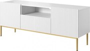 Nicole 150 cm-es TV-szekrény nyitott polccal - matt fehér / arany lábak