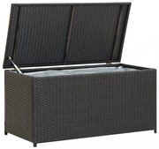 fekete polyrattan kerti tárolóláda 100 x 50 x 50 cm