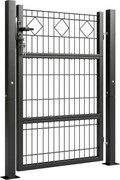 Outsunny horganyzott fém kerti kapu 100 x 131 cm fogantyúval, lakattal és 3 kulccsal, 2 oszloppal - sötétszürke | Aosom