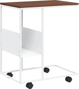 vidaXL fehér szerelt fa kisasztal kerekekkel 55x36x63,5 cm