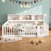 Franciaágy kihúzható kanapéval 140*200 cm Tárolórekesszel Fehér