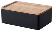 Fekete fedeles tárolódoboz 18.5x12.5x7 cm Rin – YAMAZAKI