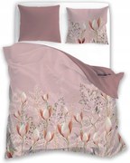 Szatén ágyneműhuzat 160x200 Elegant 024 púderrózsaszín virágos kétoldalas S