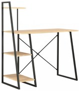 fekete és tölgyszínű íróasztal polcrendszerrel 102x50x117 cm