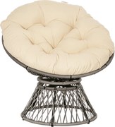 Outsunny Papasan Szék Kosár Szék Párnával 360 Fokos Rattan Bézs B87 x D97 x H86 cm | Aosom