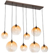 Art Deco lógólámpa sötét bronz színű borostyánüveggel 8 lámpás - Sandra