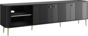 Vesper 3D TV-szekrény 187 cm - fekete / arany lábak