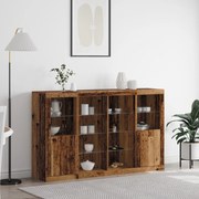 Büfé LED Fényekkel Régi Fa 163x37x100 cm Mérnöki Fa
