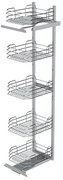 Konyhai fémrács, kamravasalás, 500mm, ezüst szürke, részleges kihúzású, 5 kosár, nyíló ajtóhoz Greem Line 295