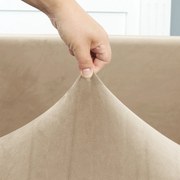 KanapéHuzat (bársonyos, 3 személyes, drapp barna)