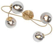 Modern mennyezeti lámpa arany 4-es füstüveggel - Athén