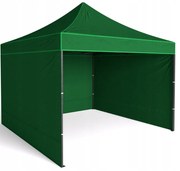 Kerti rendezvény pavilon Easy-Up 3 x 3 m-es stabil acélvázas pavilon, 3 oldalfallal, zöld
