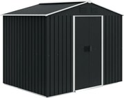 Outsunny Külső Kerti Shed 3.6m² 236x174x190 cm Szürke Kerti Shed 2 Tolóajtóval, Lejtős Tetővel és 4 Ablakkal Teraszra | Aosom