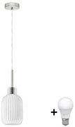 LED csillár zsinóron HARMA 1xE27/60W/230V, átmérő 14 cm, matt króm/fehér