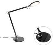 Design asztali lámpa fekete, beépített LED-del, érintőkapcsolóval és indukciós töltővel - Don