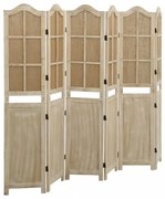 6 paneles barna szövet paraván 214 x 165 cm