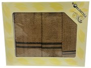 Ajándékcsomag 3 db 70x140 cm-es fürdőlepedőből és 50x100 cm-es, valamint 30x50 cm-es törölközőkből, barna színben, TiaHome