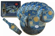 Van Gogh Csillagos Éj üveg süteményes készlet desszert tányér tortatál - 6 személyes