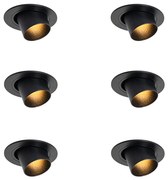 6 darabos süllyesztett spotlámpa készlet fekete GU10 35mm kerek dönthető - Installa