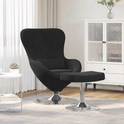 Tojásfotel lábtartóval Fekete bársony