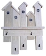 Házikó alakú fali kulcstartó, fából, kézzel festett 41cm