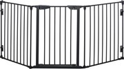 PawHut Összecsukható Kutya Korlát 180x74.5 cm Pet Gate 3 Panellel és Automata Zárral Biztonsági Kapu Lépcsőhöz és Folyosóra Fekete | Aosom