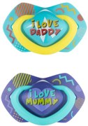 Canpol Babies 2 db szimmetrikus szilikon cumi, 0-6m, Neon Szerelem baba, kék
